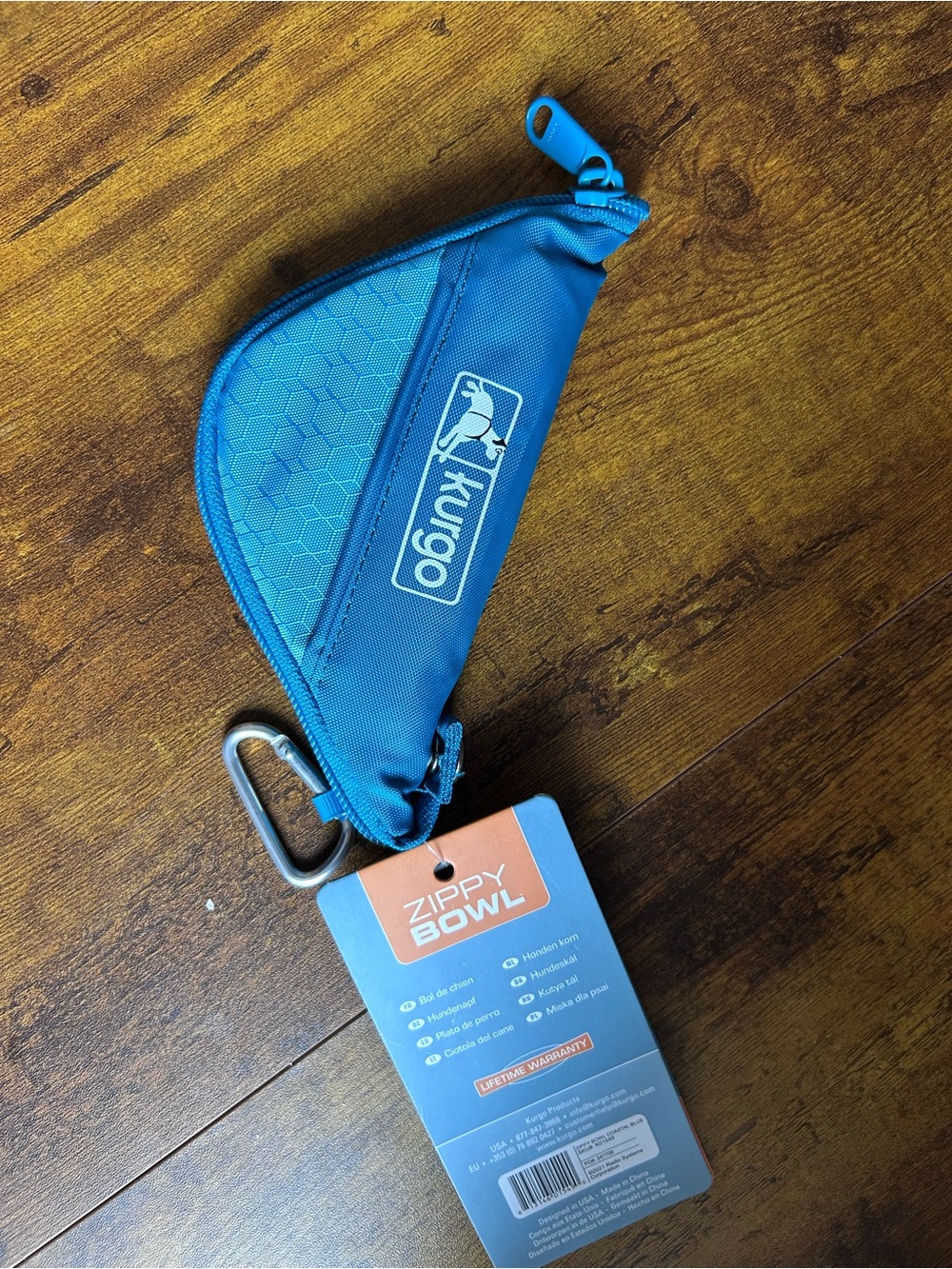 Kurgo Blue Zippy Bowl Travel Pouch with Carabiner